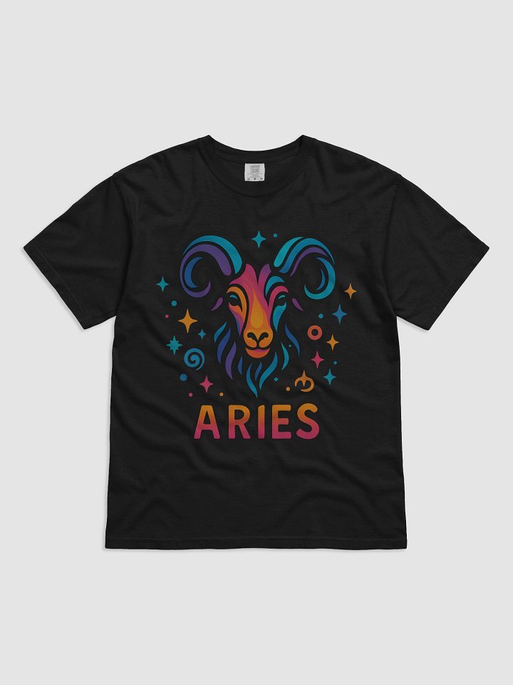 Aries Zodiac Sign T-Shirt – Bold & Fiery Psychedelic Horoscope Design 1 product image (1)