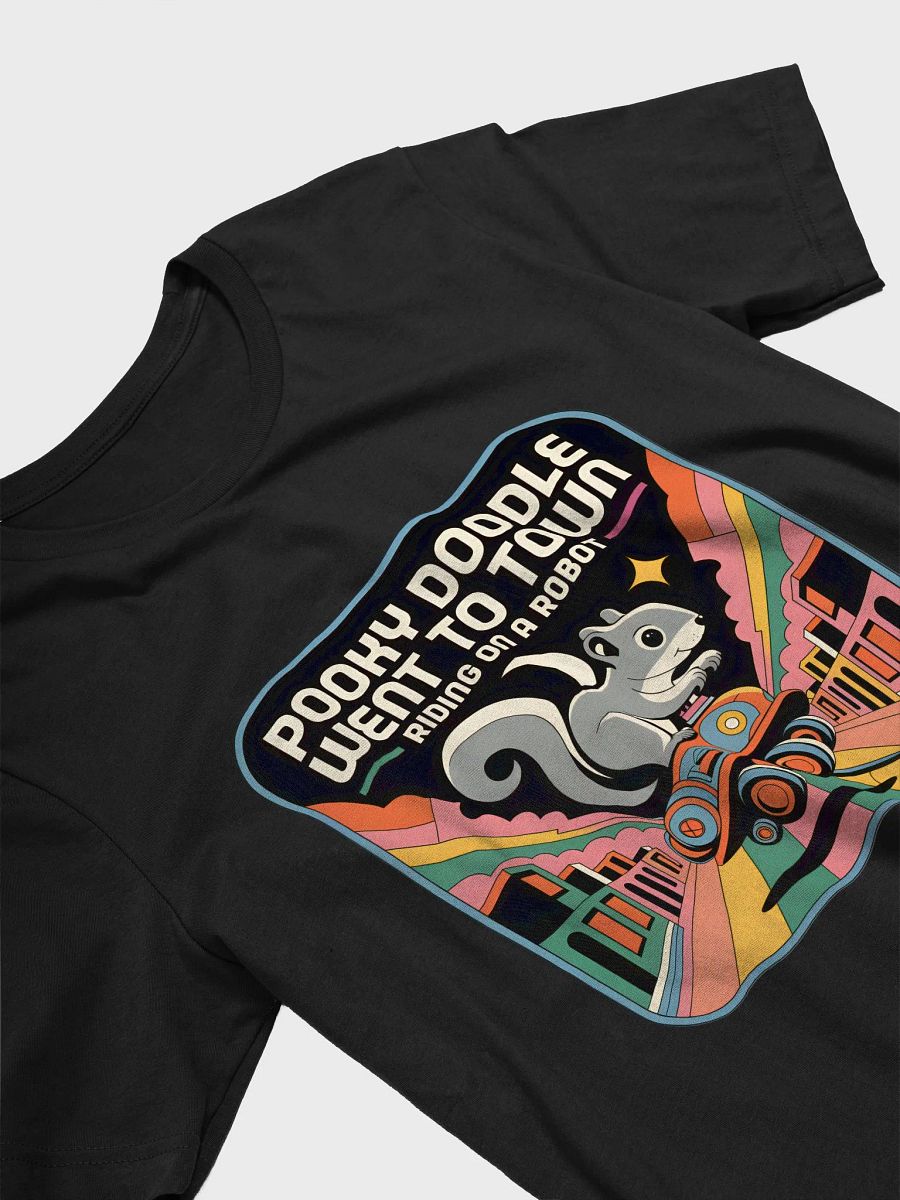 Super Soft and Flattering Tee: Pooky Doodle Went to Town, Riding on a Robot product image (3)