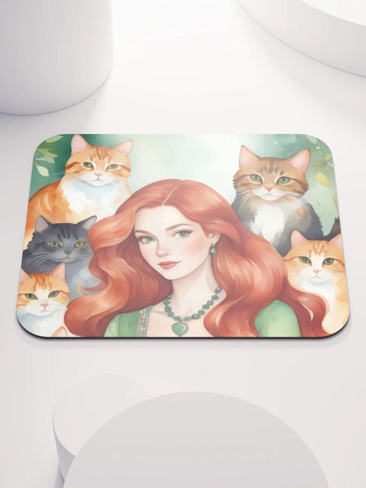 Red Cat Lady Mouse Pad product image (2)