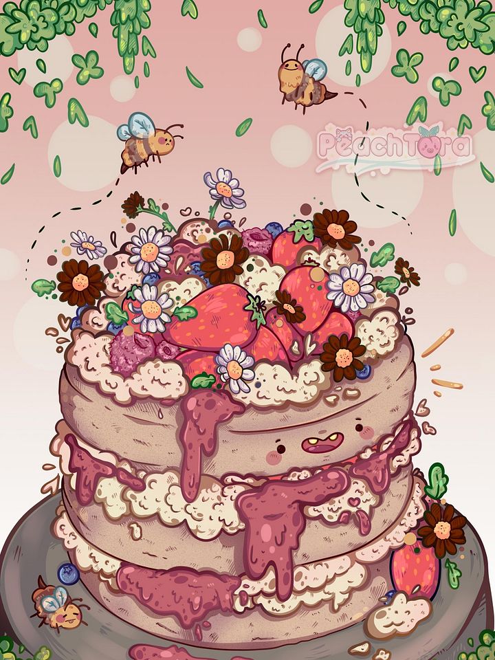 Strawberry Cake (Postcard Print) 🍰 product image (2)
