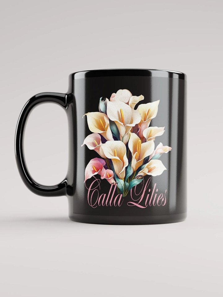Floral Graphic | Black Coffee Mug | Calla Lilies product image (1)