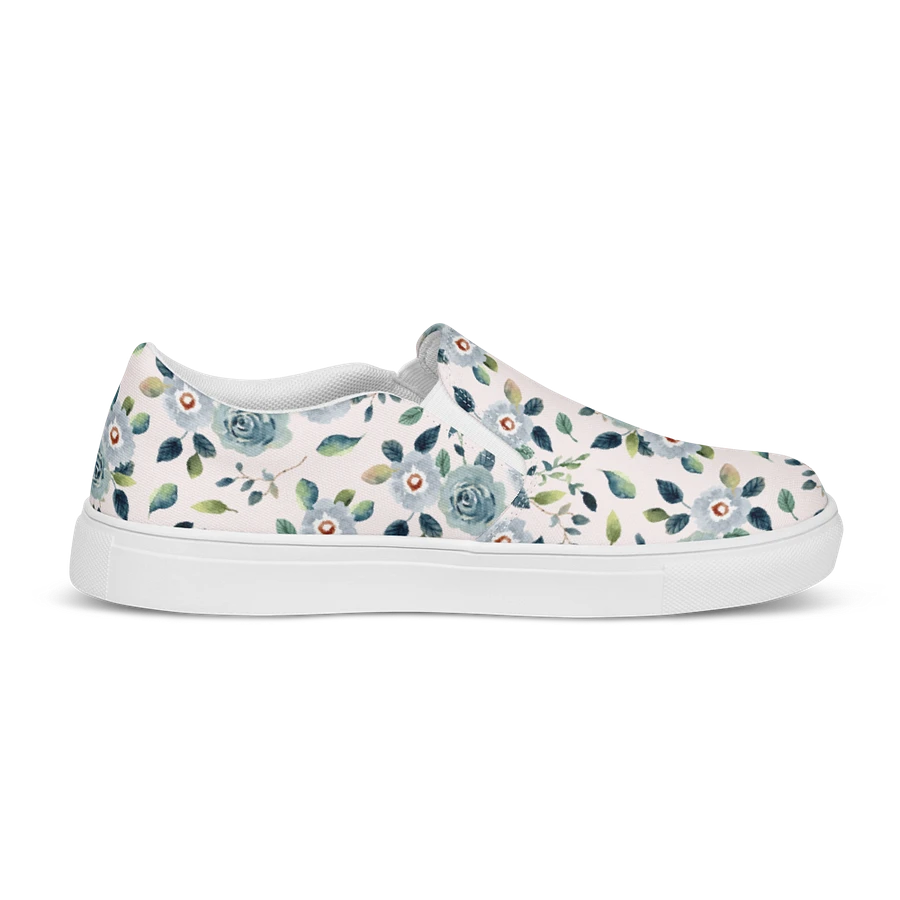 Floral Blue Flowers Pattern Womens Slip On Canvas Shoes product image (6)