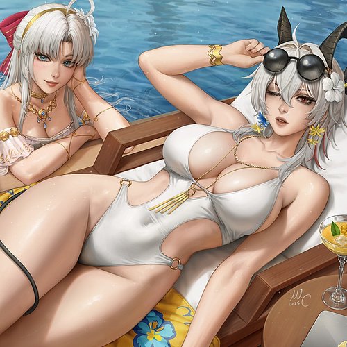 Zani and Carlotta enjoying a nice day at the pool.
.
#WutheringWaves #WuWaFanart #art #fanart #gacha #anime #wuwa #digital_ar...