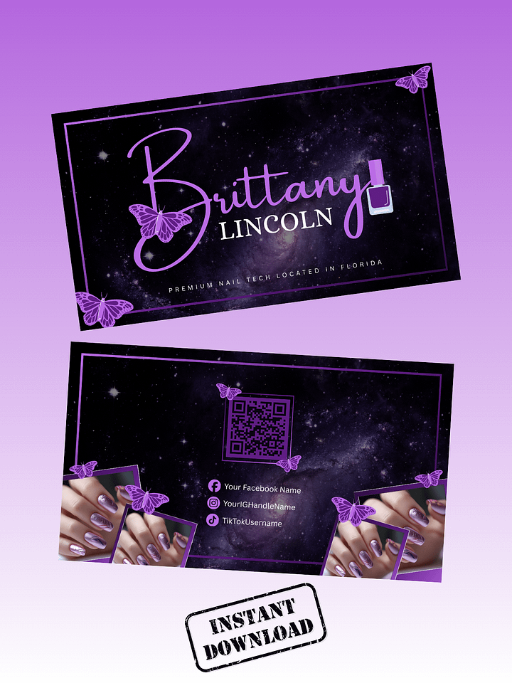 Purple Galaxy Nail Tech Business Card Template - 1101825 product image (1)