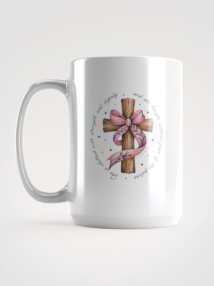 Floral Cross Pink Ribbon Mug product image (2)