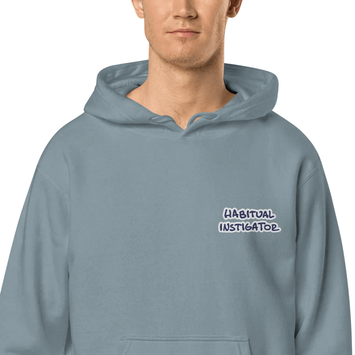 Habitual Instigator (L.C. navy bubble design) embroidered pigment hoodie product image (1)