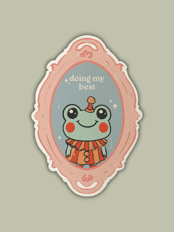 'Doing My Best' Clown Frog Sticker product image (1)