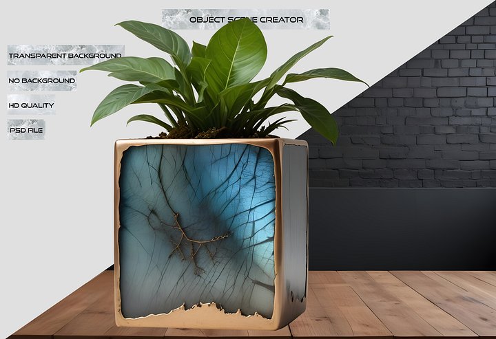 Stellar Luxe – Organic Labradorite & Bronze Planter PNG product image (2)