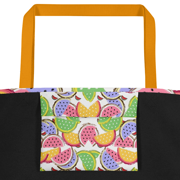 Big printed tote bag with tropical colorful watermelon  design product image (2)