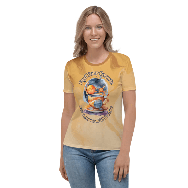 Fuel Your Cosmic Adventures with Coffee All Over Print T-shirt product image (2)