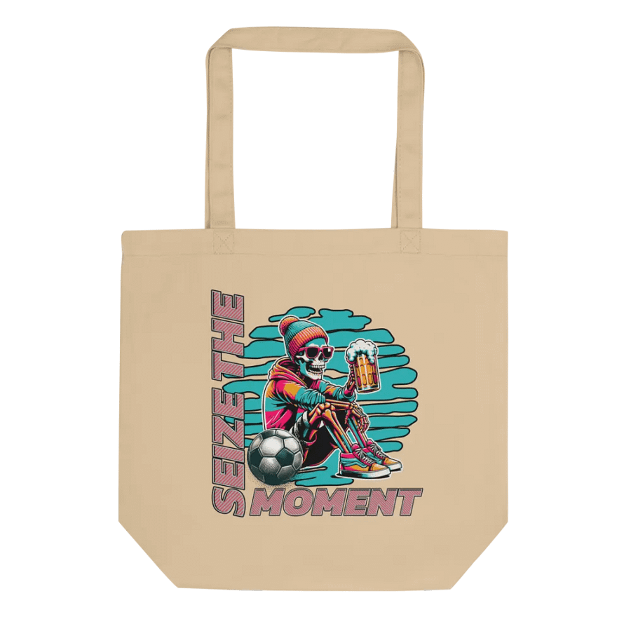 Seize the Moment Skeleton Beer Soccer Tote Bag product image (1)