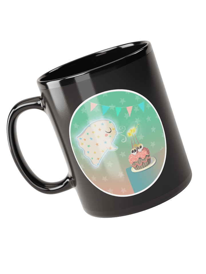Pastel Little Ghost Birthday Cake - Black Ceramic Birthday Mug product image (1)