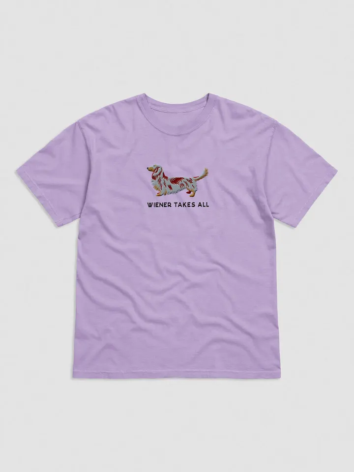 Wiener Takes All T-Shirt(Embroidered) of a Longhaired Dachshund(Red Dapple) product image (25)