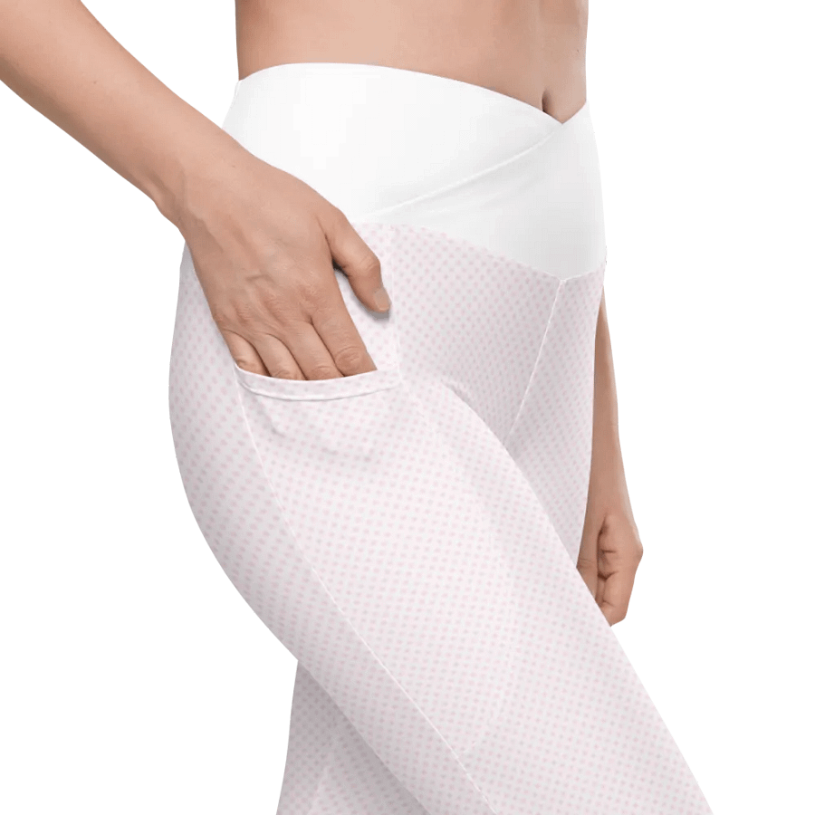 Women's Gingham Cherry High Waisted Leggings, Pink Polka Dots product image (5)