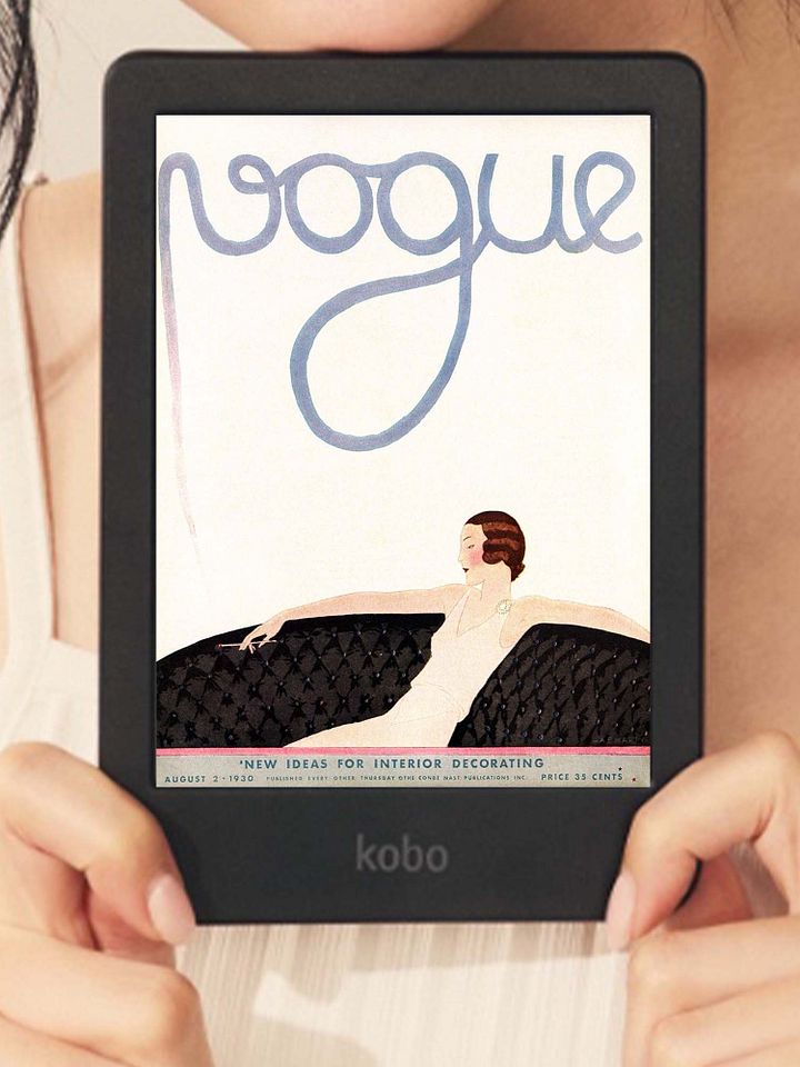 eReader Kobo Colour Screensaver Lock Screen for Kobo Libra Clara Vintage Vogue Art 1920s Flapper Bookish Booktok Book Lover Gift Background product image (1)
