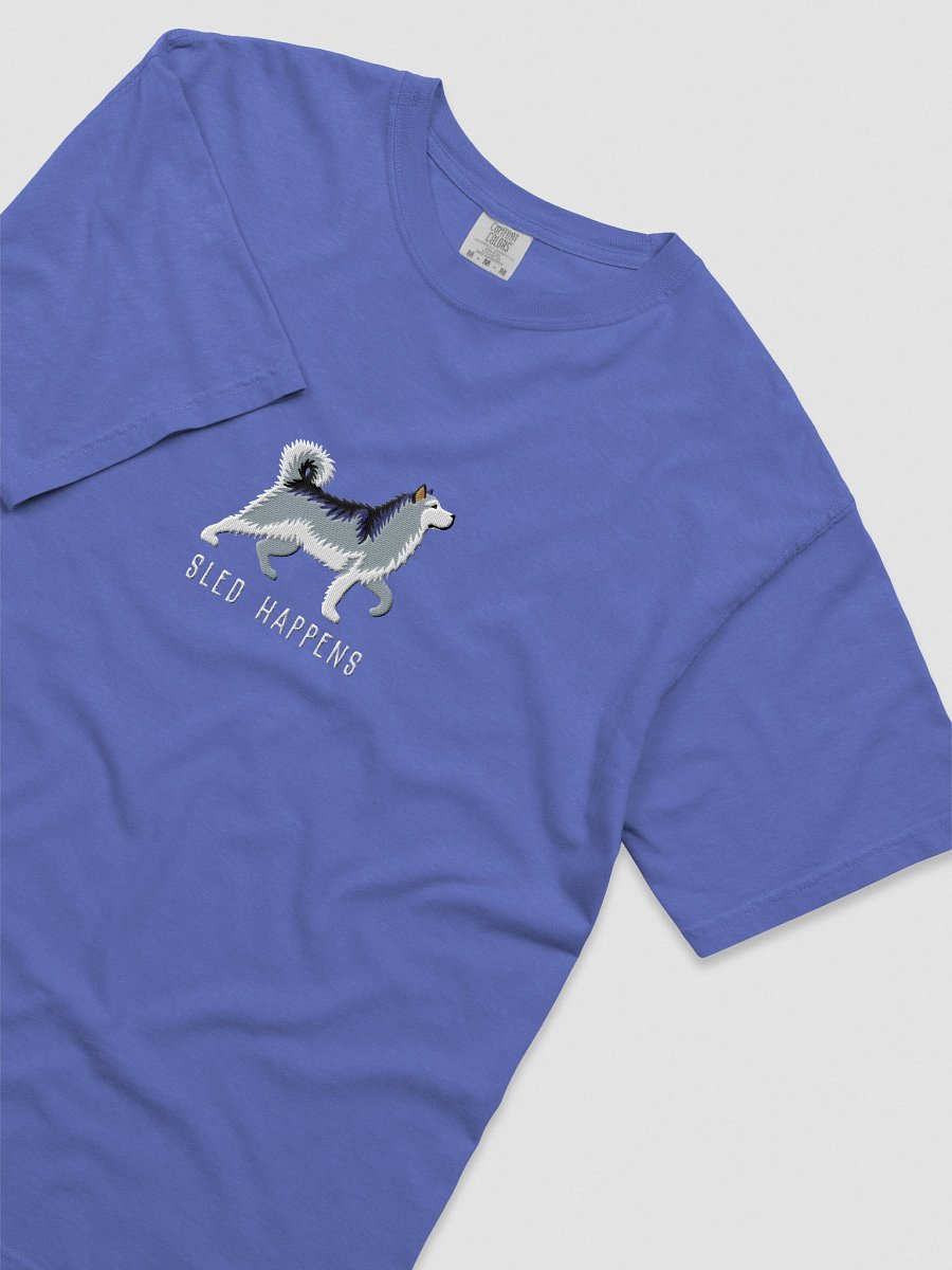 Sled Happens T-Shirt(Embroidered) of an Alaskan Malamute(Gray & White) product image (35)
