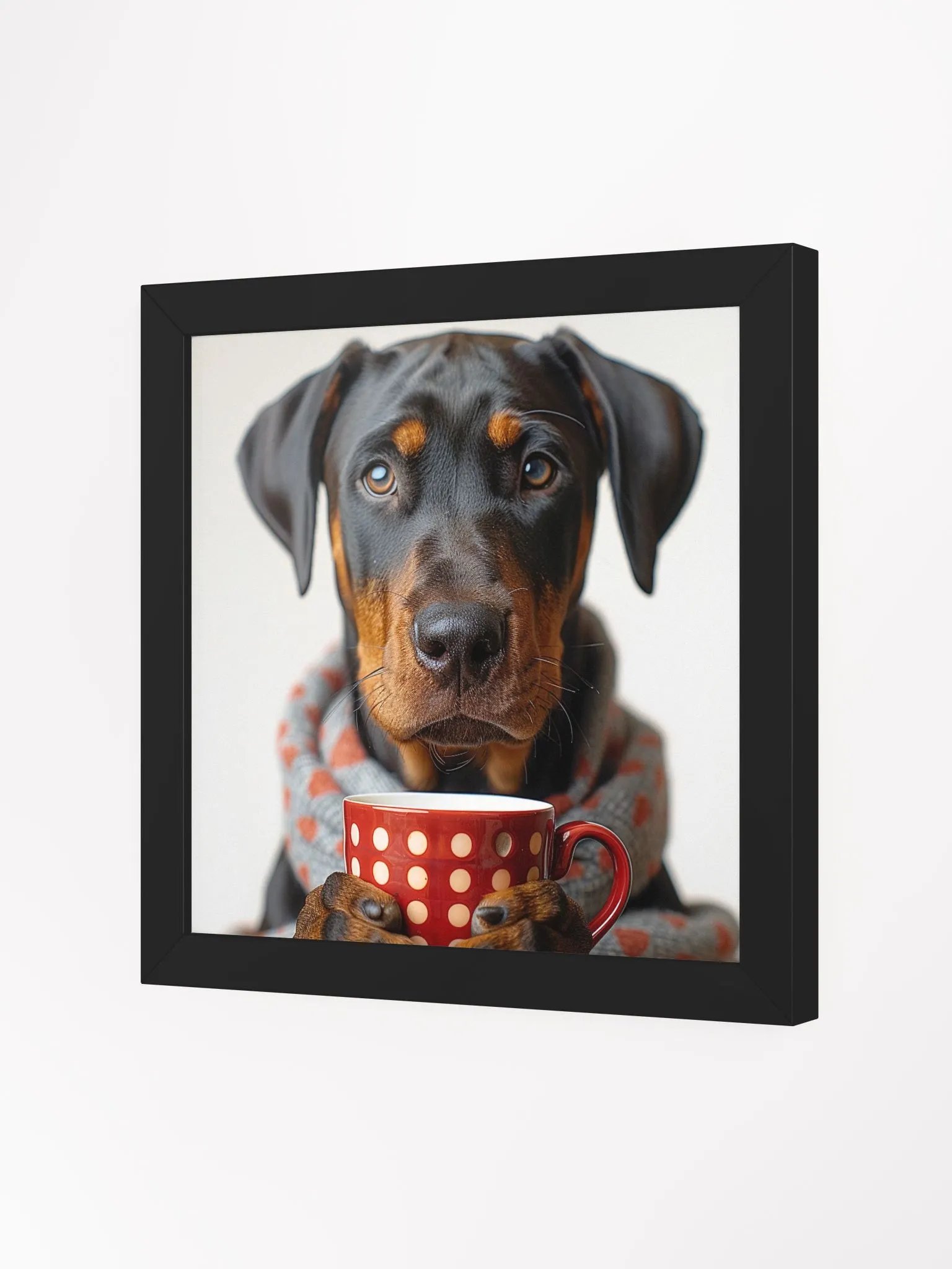 Coffee Lover Doberman Pinscher Dog Framed Wall Art product image (3)
