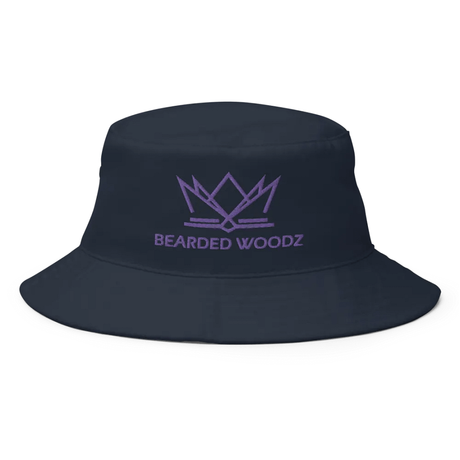 Bearded Woodz Navy Bucket Hat (Purple Embroidery) product image (1)