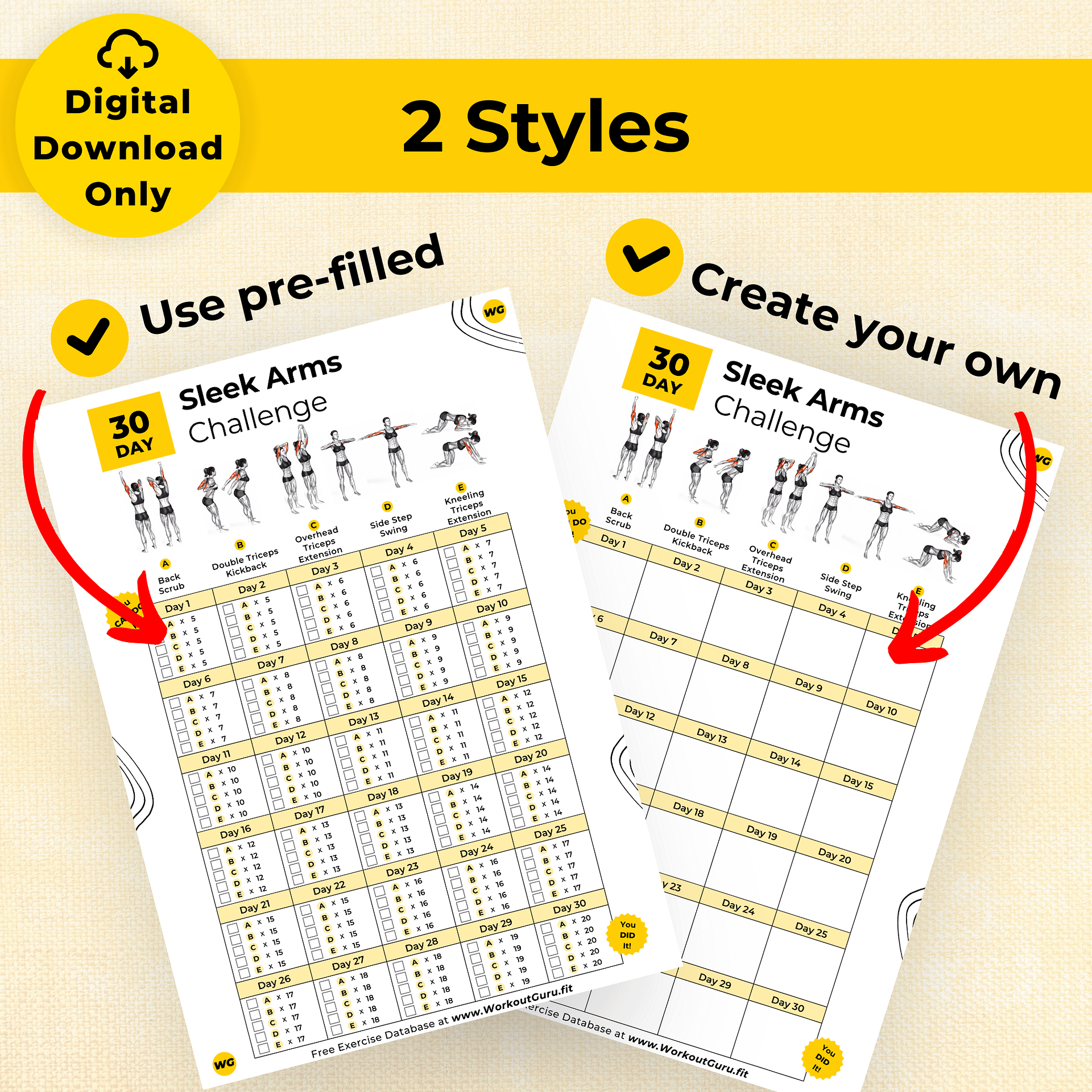 30 Day Sleek Arms Challenge - Printable Workout Tracker product image (4)
