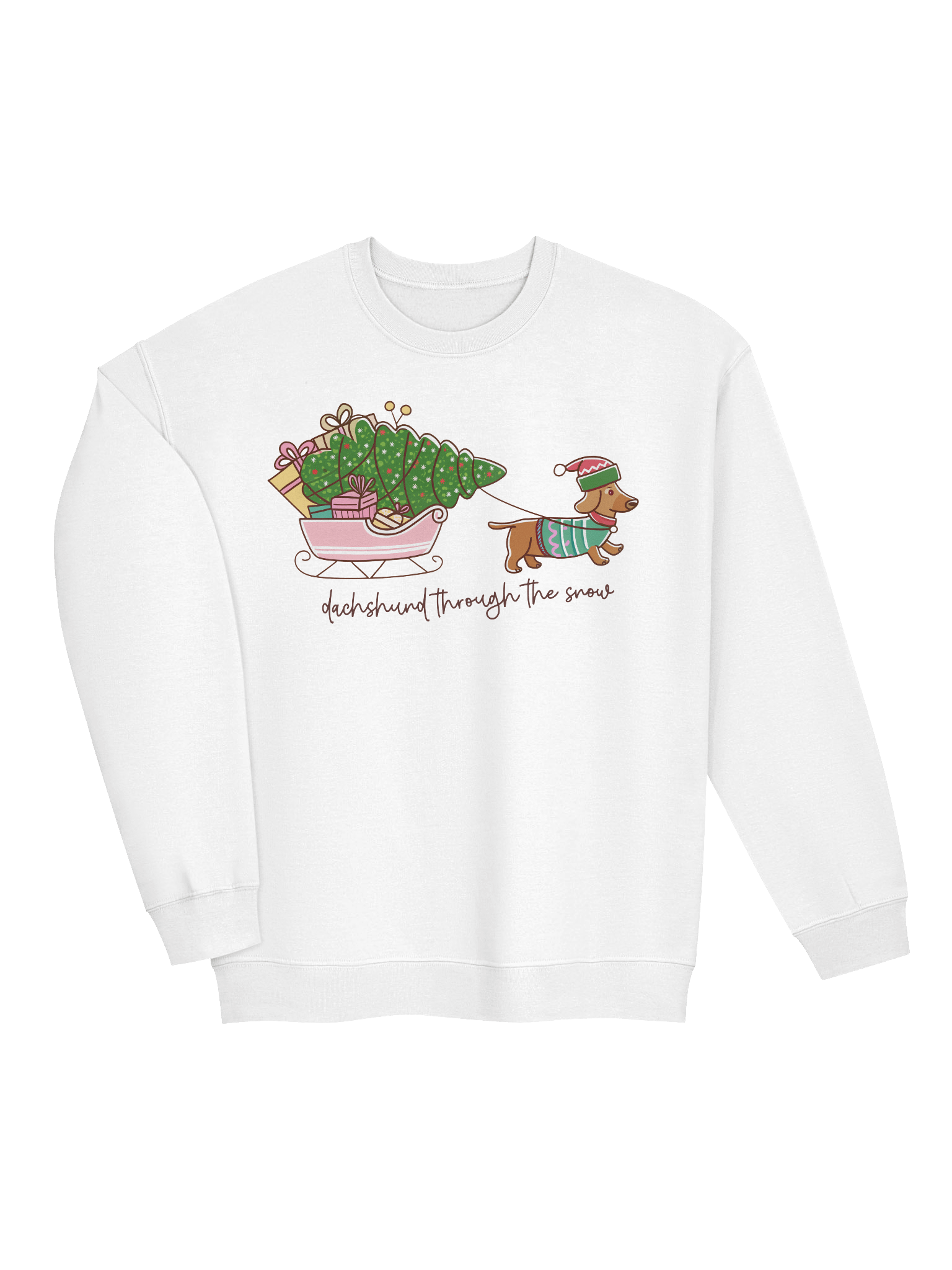 Dachshund Through the Snow Sweatshirt – Cute Holiday Sleigh Wiener Dog product image (34)