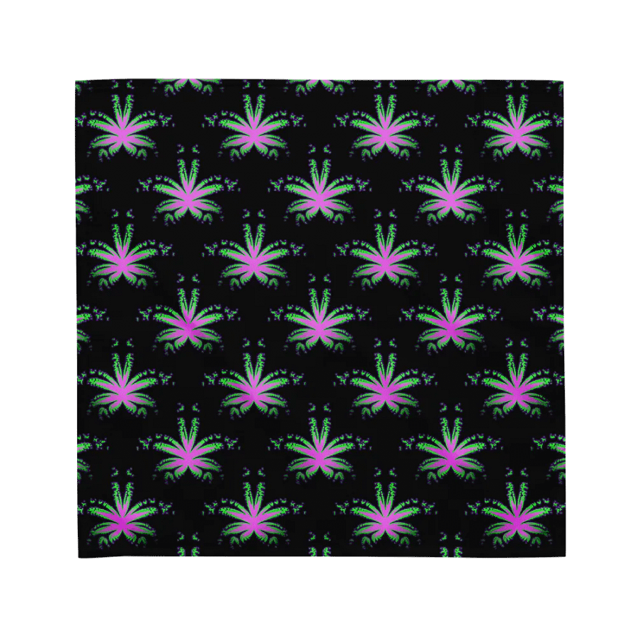 Black Pink Green Purple Pot Leaf Pattern Bandana, Cannabis Stoner 420 Fashion product image (2)