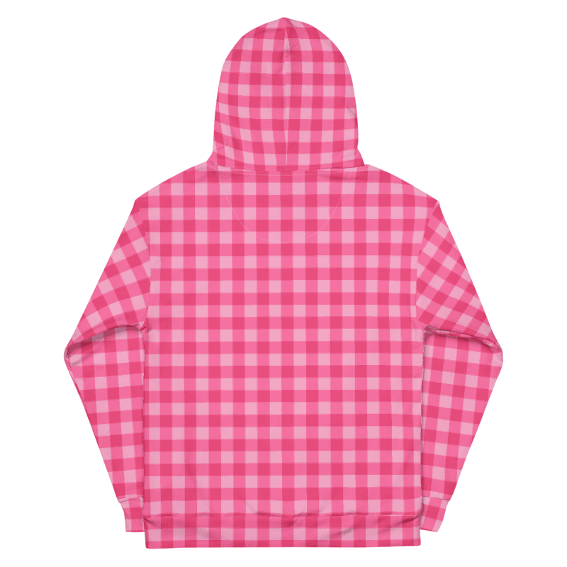 Bright Pink Checkered Plaid Hoodie product image (7)