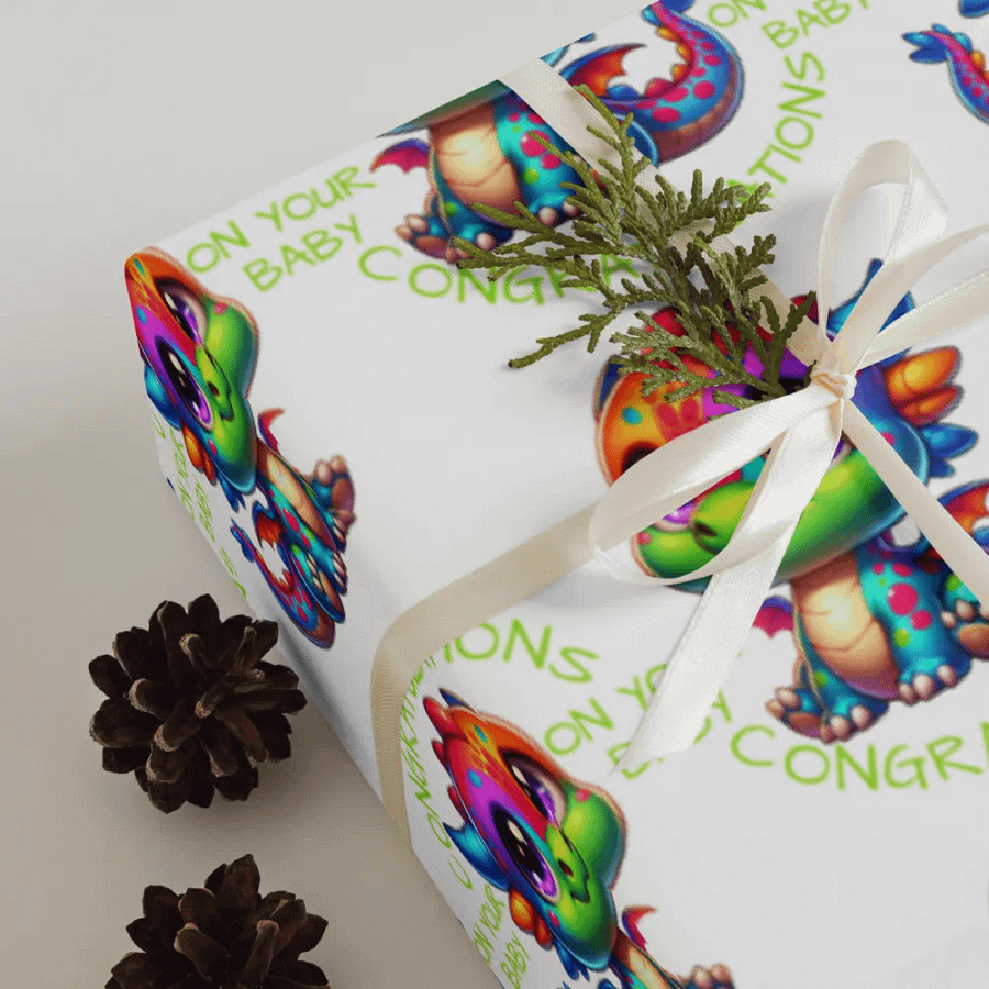Congratulations Baby Boy or Girl Wrapping Paper Sheets - Newborn Gift Wrap Set product image (4)
