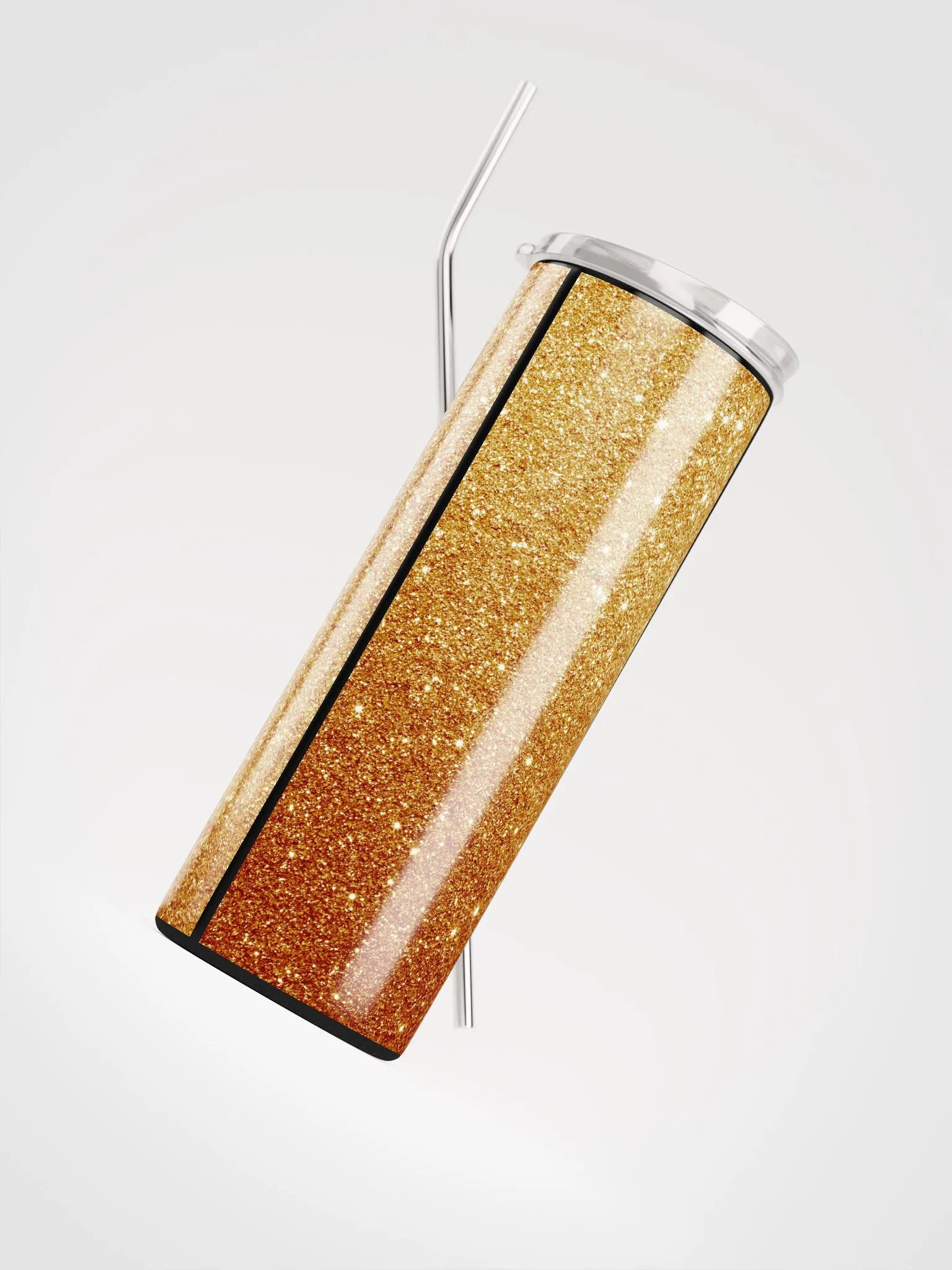 Shimmering Gold Glitter Stainless Steel Tumbler | Eco-Friendly 20oz with Reusable Straw product image (4)
