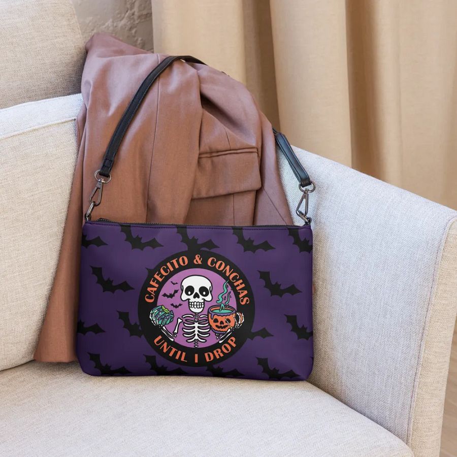 Cafecito and Conchas Halloween Skeleton Flip-Sided Faux Leather Crossbody Bag product image (8)