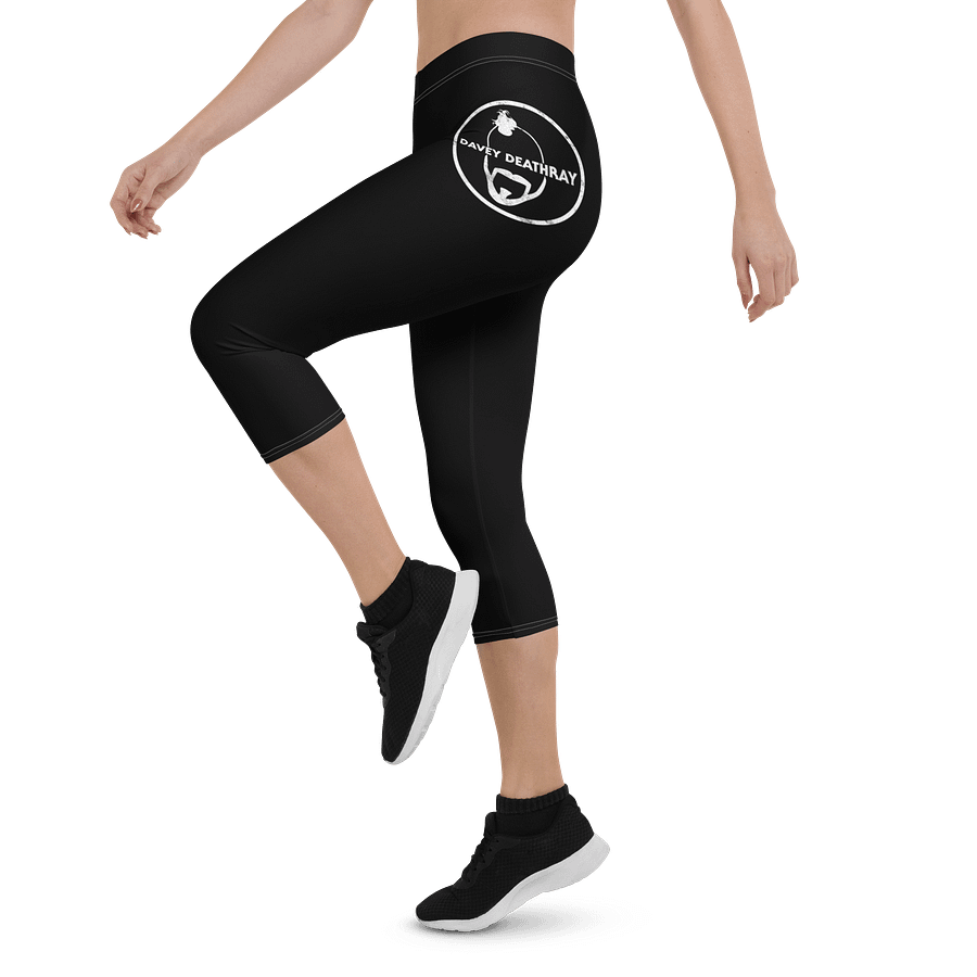 Death Squad Superhero Yellow Capri Yoga Pants Black product image (3)