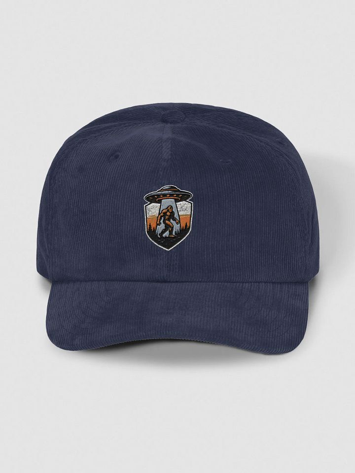 Bigfoot UFO Dad Hat – Minimalist Cryptid Chest Logo Style product image (1)