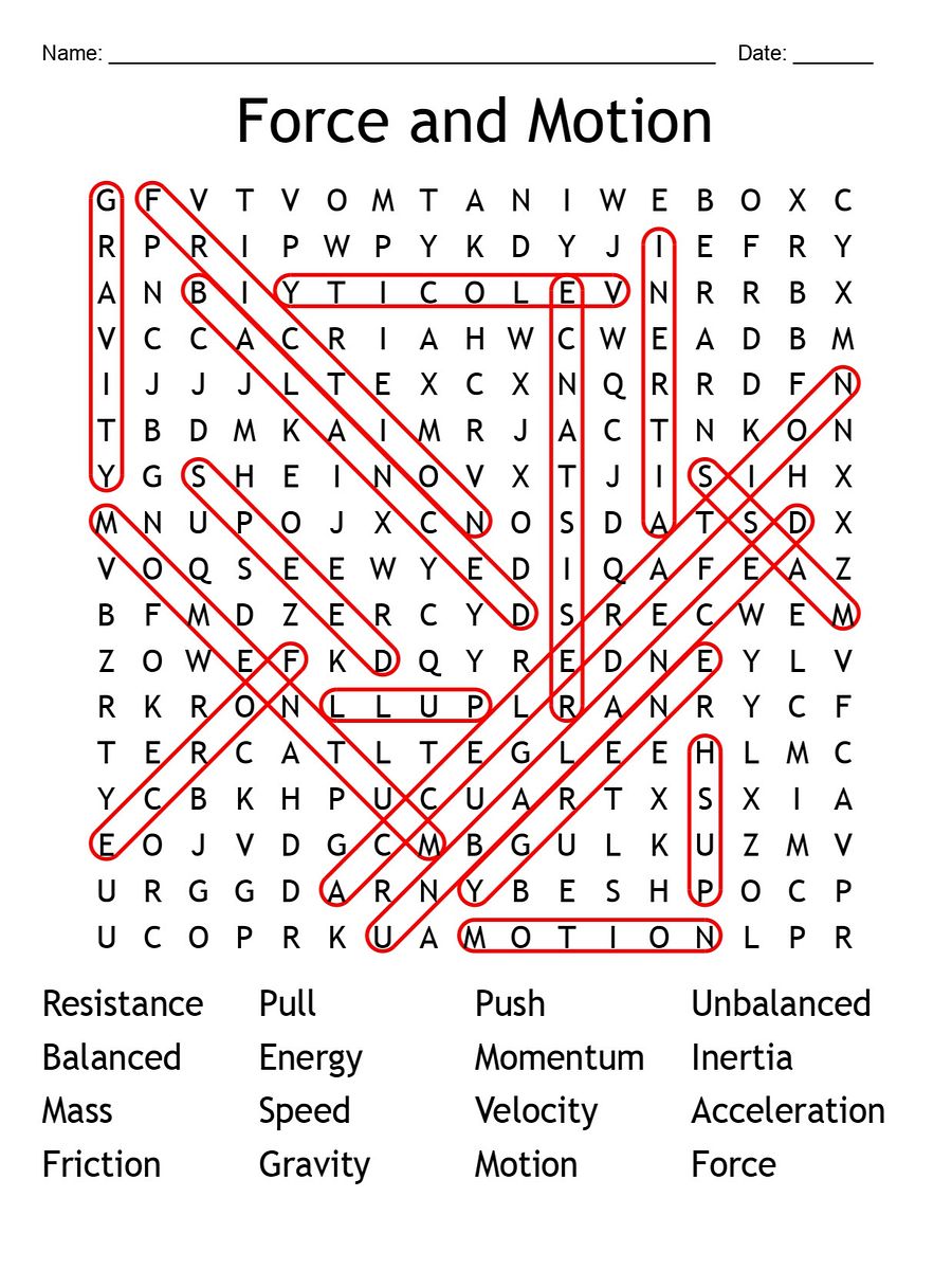 Printable Force and Motion Word Search – 16 Key Vocabulary Puzzle Activities! product image (2)