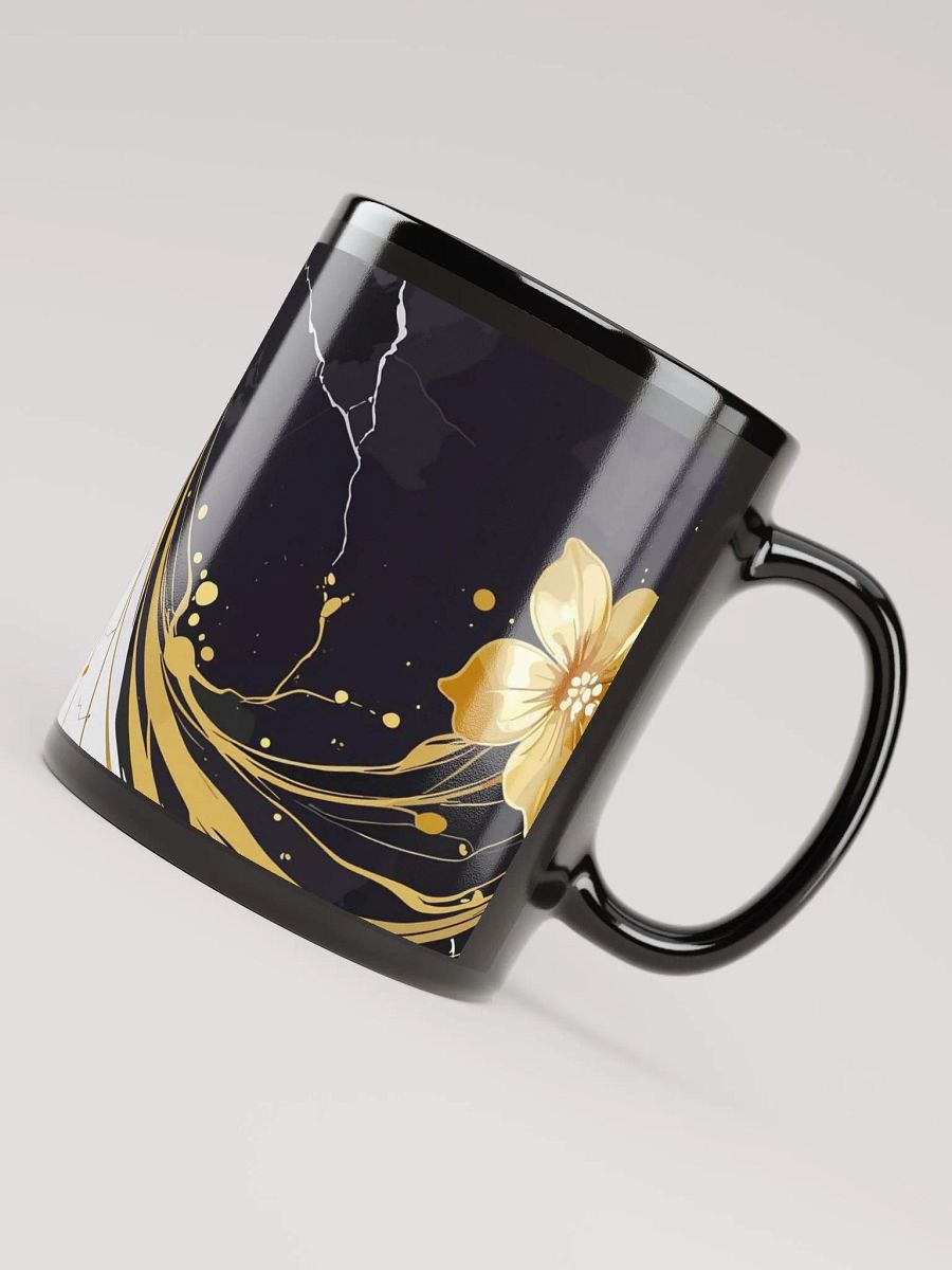 Golden Floral Black Marble Mug product image (5)
