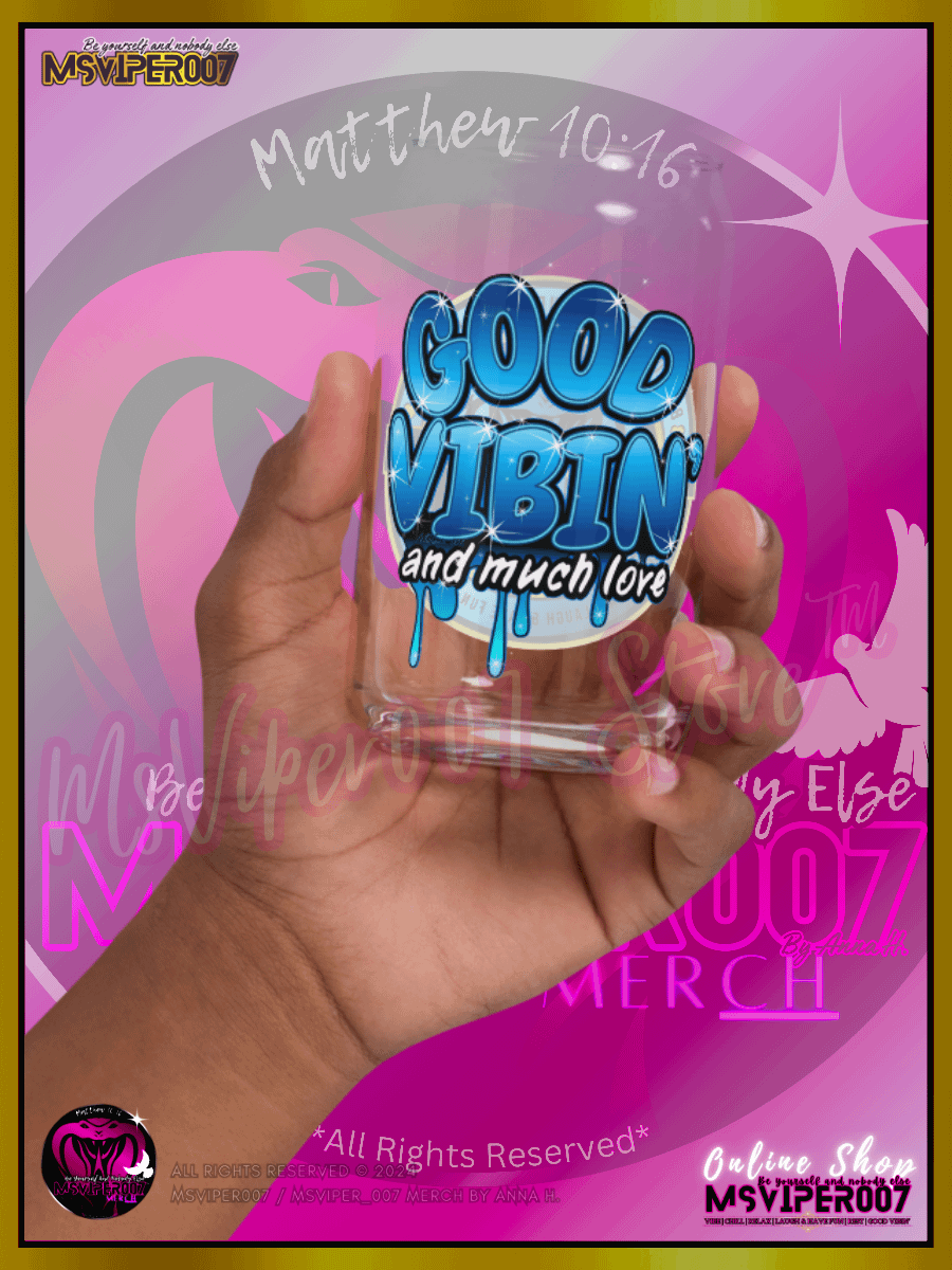 Glass Cup MSVIPER007'S "GOOD VIBIN' AND MUCH LOVE™ [H2O OASIS BLUE]" Can-shaped Glass by Anna H. product image (4)
