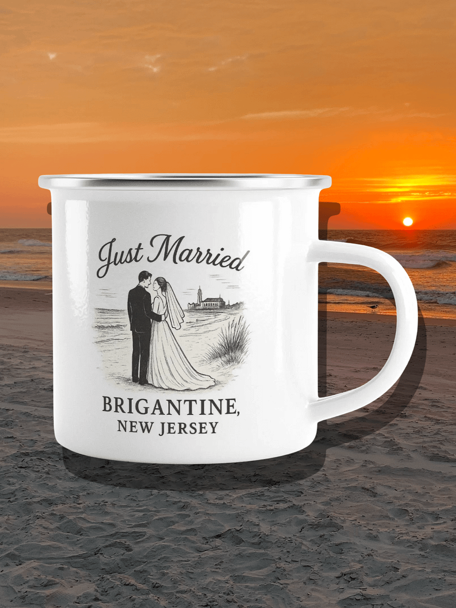 Brigantine NJ "Just Married" Enamel Wedding Mug product image (6)