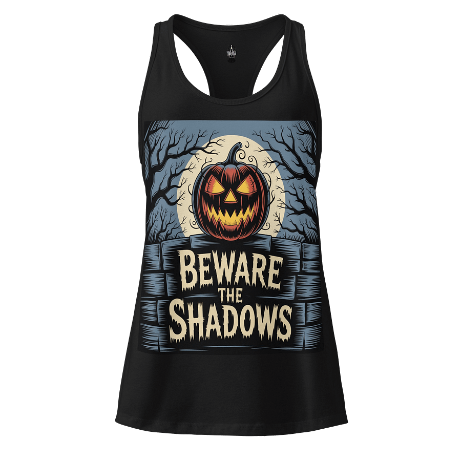 Midnight Veil Designs Women's Gothic Racerback Tank Top - Beware the Shadows Black product image (1)