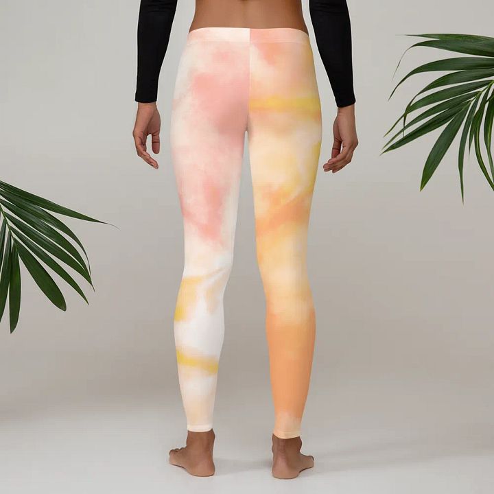 Blushing Pink/Yellow Tie Dye All-Over Print Leggings product image (2)