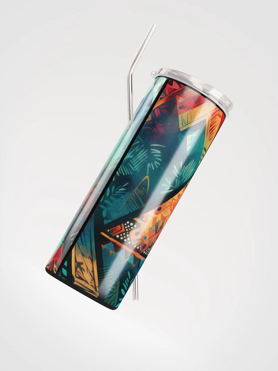 Geometric Bohemian Stainless Steel Tumbler with Reusable Straw - Eco-Friendly 20 oz Travel Mug product image (4)