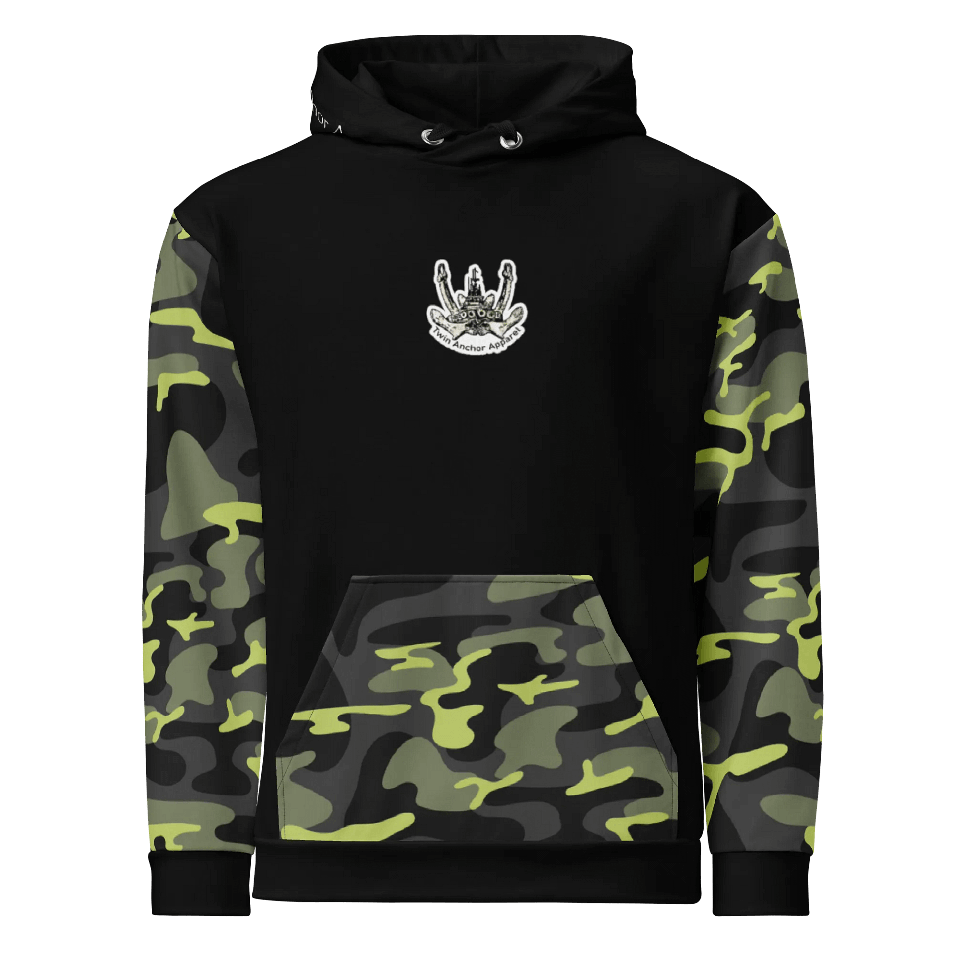 Camouflage & Black Twin Anchor Logo Hoodie product image (1)