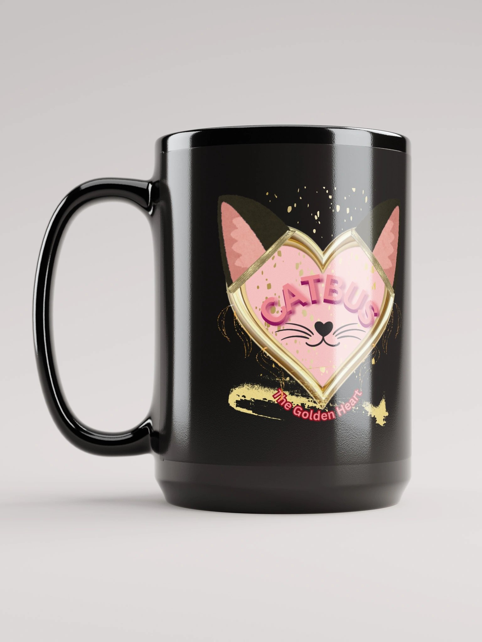 Catbus Gold Heart Black Mug product image (6)