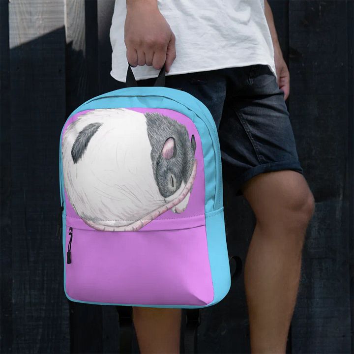 black hooded rat sleeping backpack product image (1)