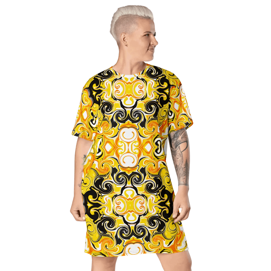 Yellow Baroque Luxe All-Over T-Shirt Dress product image (7)