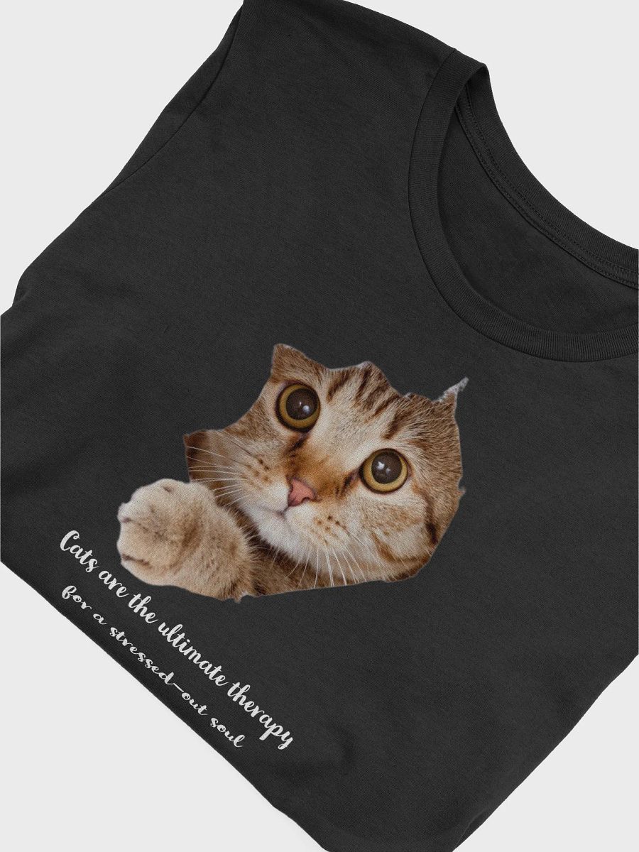 Pawsitively Adorable: Cat Print Tee Design, Black T-shirt product image (4)
