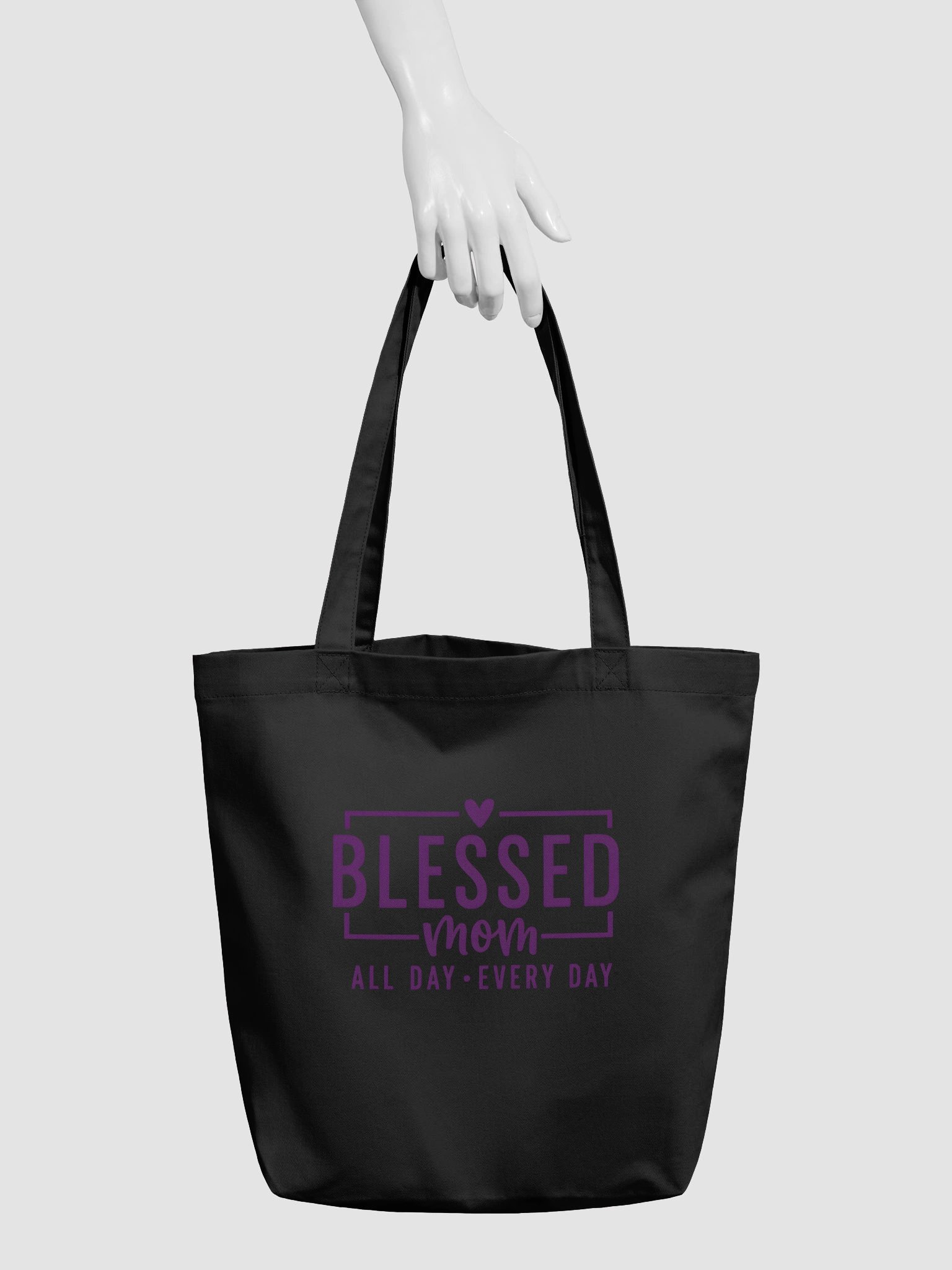 Blessed Mom Tote Bag | Heart Accented Script Design | Motherhood On The Go product image (2)