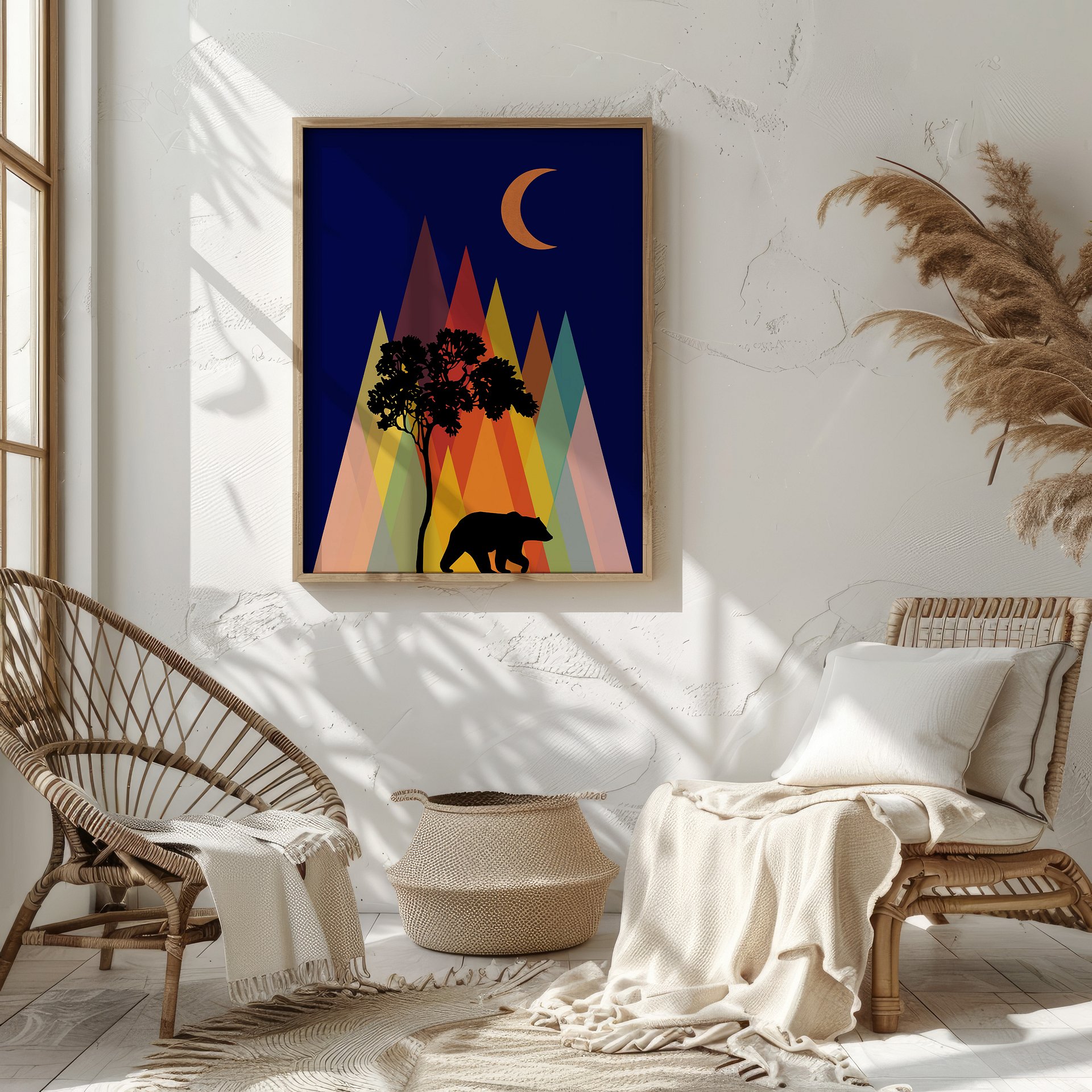 Bear Under The Moon Modern Geometric Art Print product image (8)