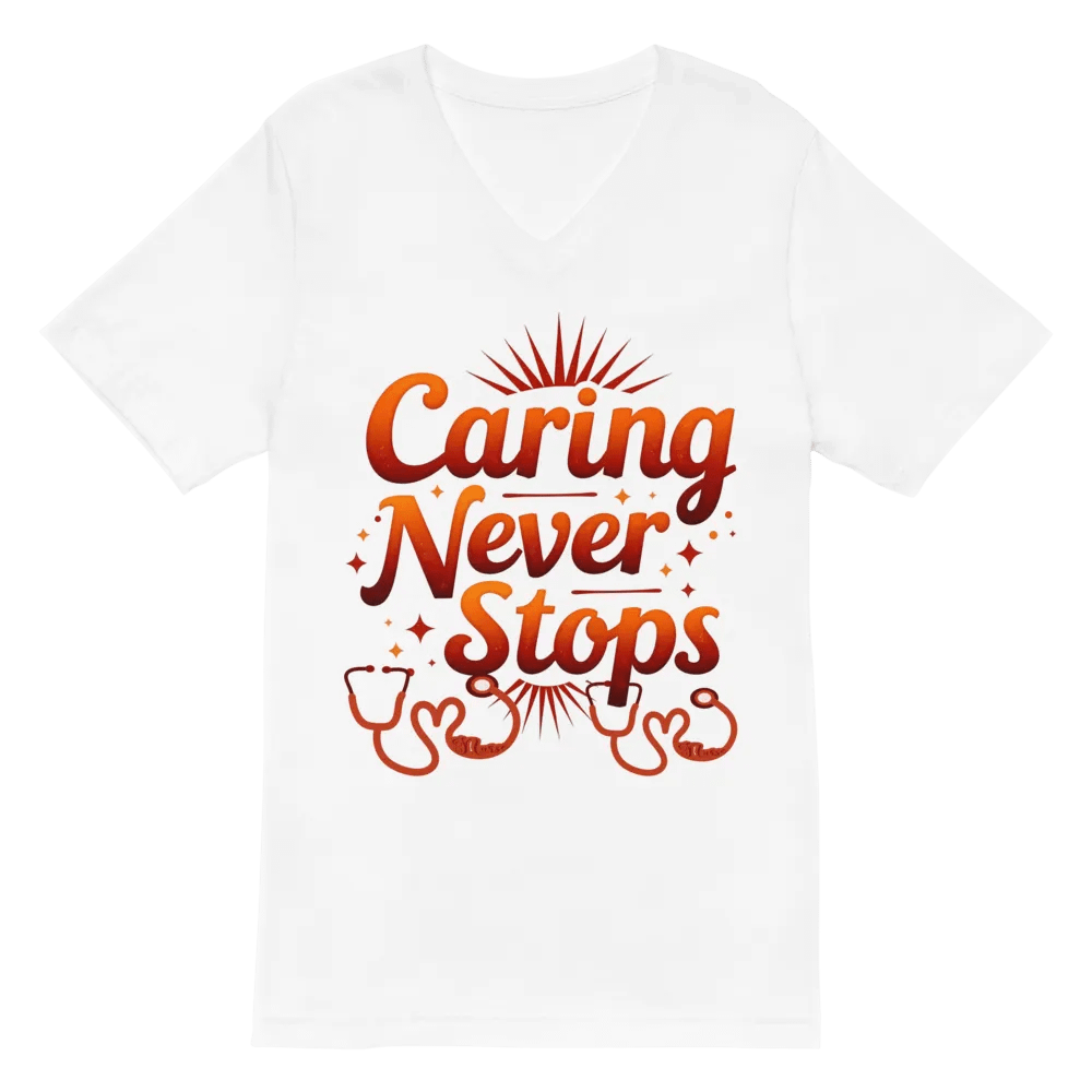Caring Never Stops Nurse V-Neck Tee product image (6)