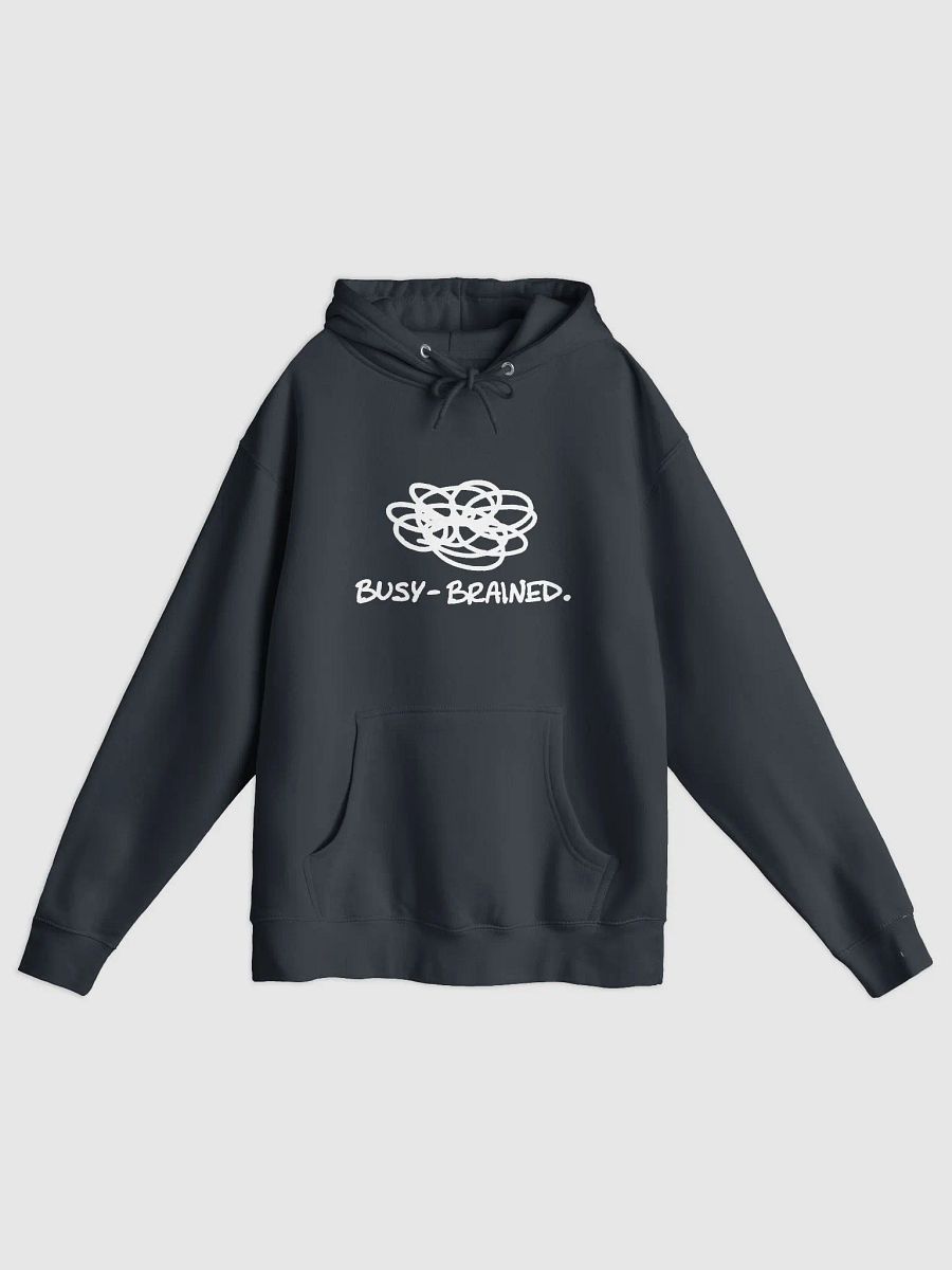 BUSY-BRAINED (white design) printed premium pullover hoodie product image (5)