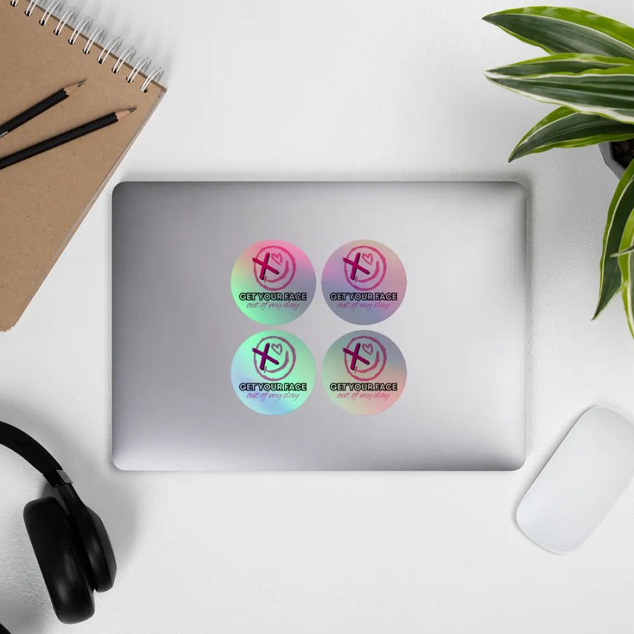 Cafe Collection: Get Your Face Out of My Day 4 pk holographic stickers product image (8)