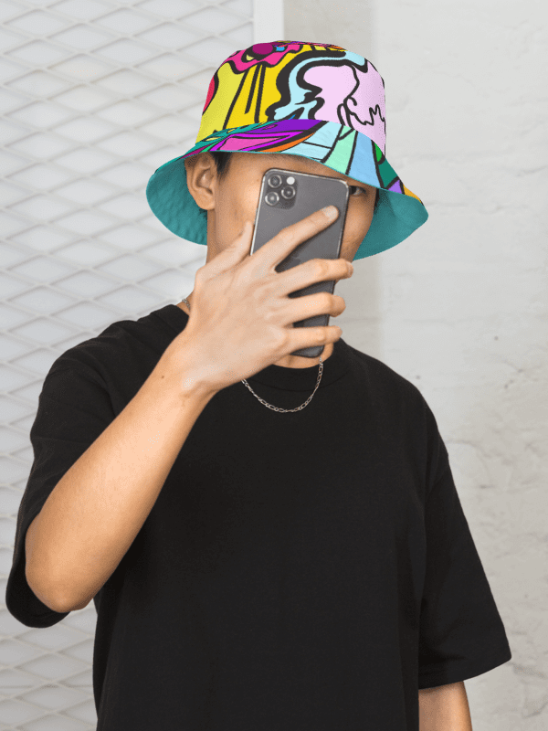 Chaos in Color Reversible Bucket Hat - Wave at Sunset product image (1)