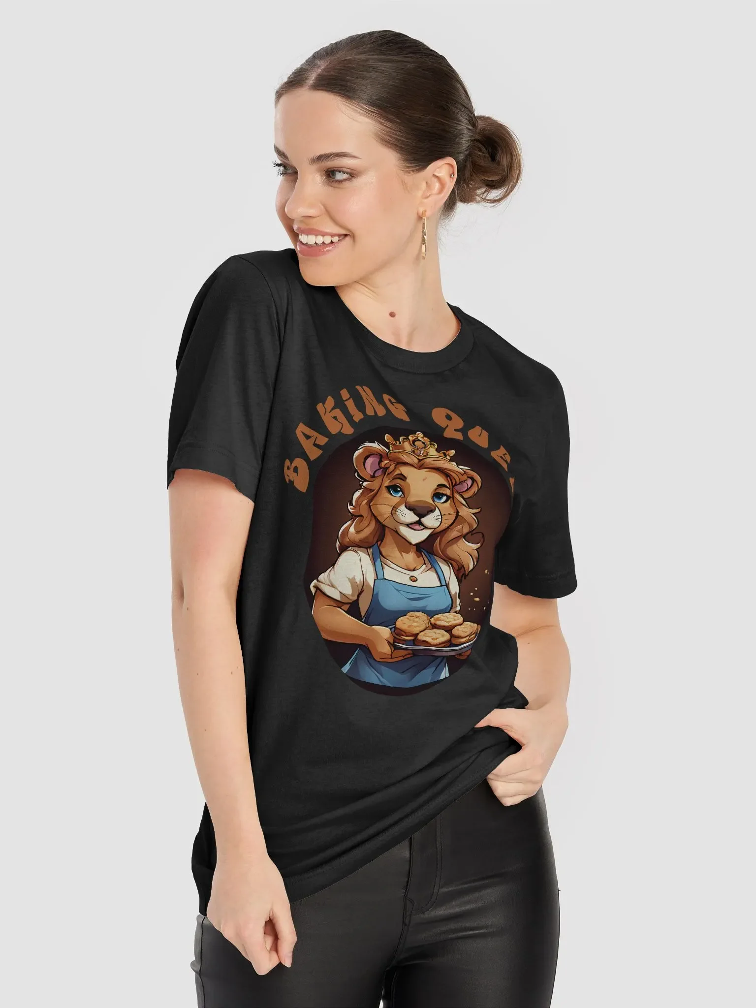 Baking Queen Funny T-Shirt | Fun Lioness Baking Tee with Apron and Cookies product image (1)